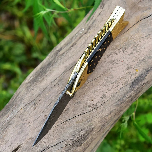 Damascus Steel Pocket Folding Knife