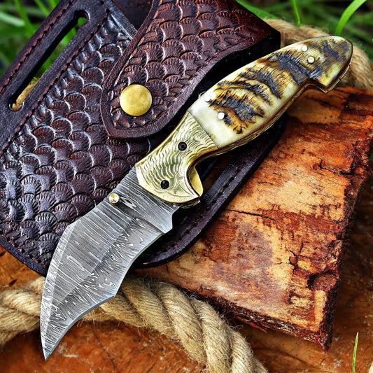 Damascus Steel Pocket Knife In Three Variations (Copy) (Copy)