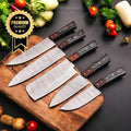 Culinary Damascus Chef Knife Set Leather Sheath Gift for Dad