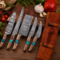 Wood Resin Damascus Chef Knife Set Kitchen Gift Set for Dad
