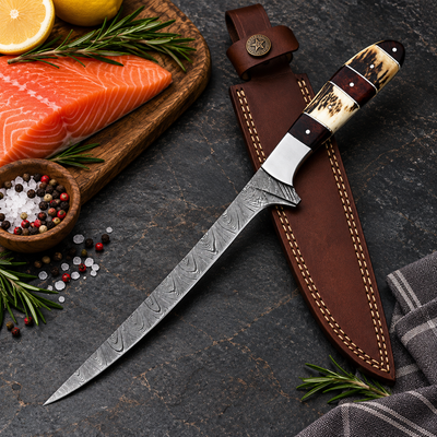 Hunting Damascus Fillet Knife – Pro Hunting Gift Set for Men