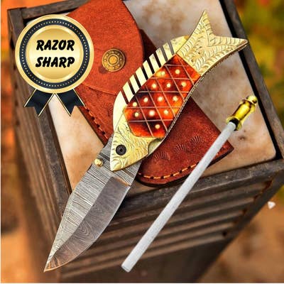 Bass Fish Folding Pocket Knife Everyday Carry Gift for Dad