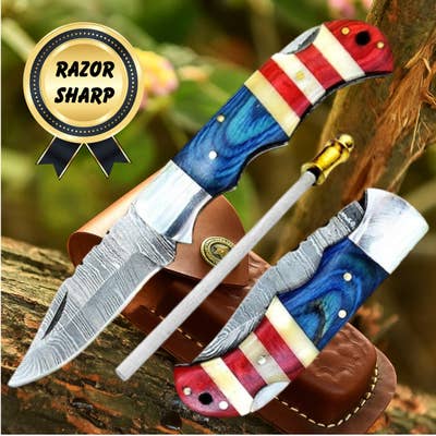 American Folding Pocket Knife USA Christmas Gift Set for Dad