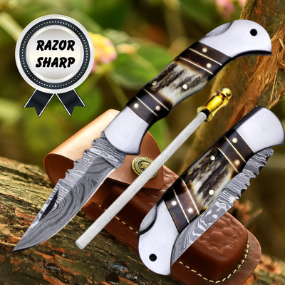 Heritage Antler Folding Pocket Knife – Everyday Gift for Dad