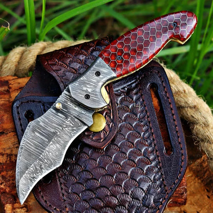 Damascus Steel Pocket Knife In Three Variations