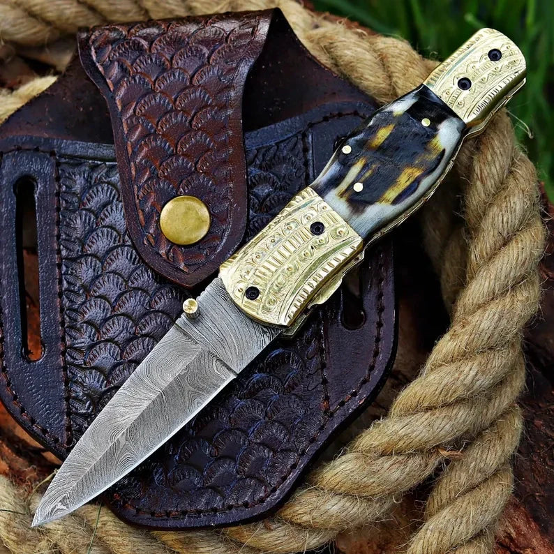 Damascus Steel Pocket Knife In Three Variations (Copy) (Copy)