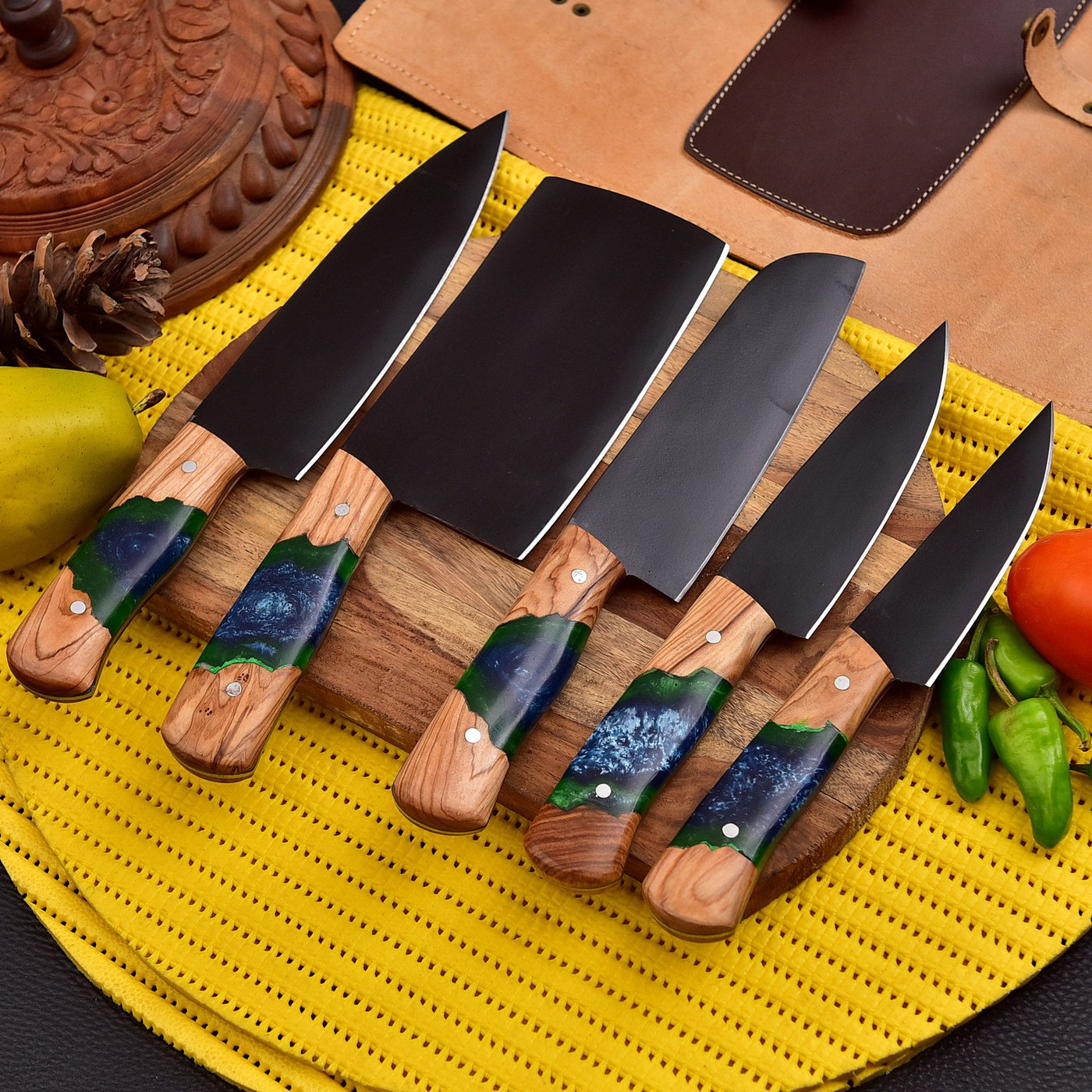 Premium Handmade Chef Knife Set of 5 , Best for Gifting