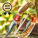 Leaf pattern Handmade Folding Knife